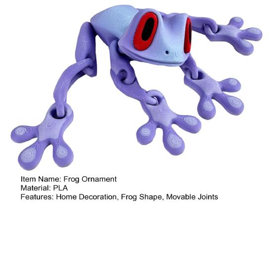 3D Printed Frog Refrigerator Magnet Movable Joints Frog Fidget Toy Articulated Animal Model Figurine Fridge Magnetic Frog Decoration Ornament
