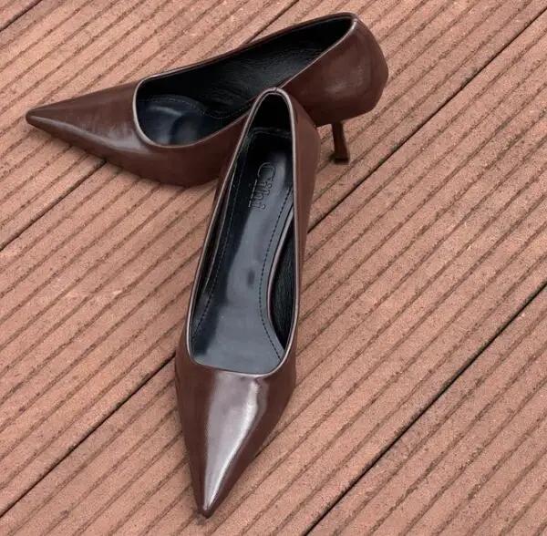 Brand Designer Vintage Women Mary Jane Shoes Fashion Shallow Pointed Toe Shoe Concise High Heels Shoes Classic Zapatos De Mujer