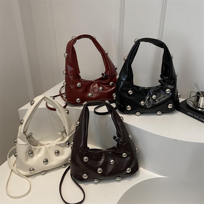 Personalized Pu Rivet Shoulder Bags Solid Color Crossbody Bag High-End Women Handbag Luxury Brand Satchel Small Tote Bag