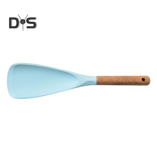Cooking Spatula Heat Resistant Wood Handle Silicone Cooking Spoon Non-stick Cookware for Home Kitchen