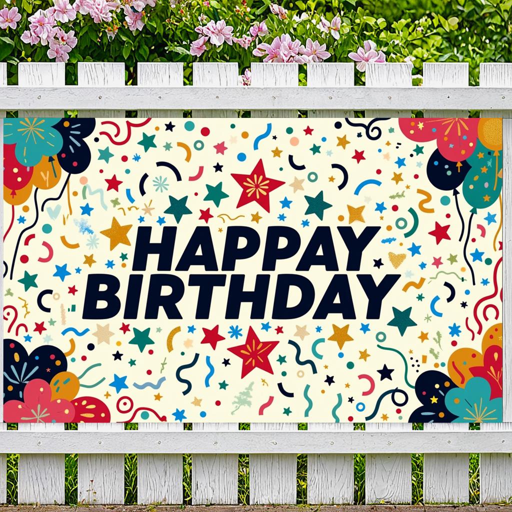 Vibrant Party Background Happy Festive Starry Event Decor Anniversary Birthday Backdrop for Party Decoration