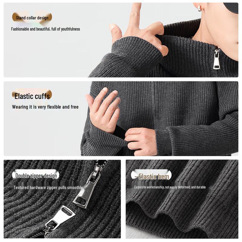 MINISO Men's Vintage Loose Knit Cardigan Sweater