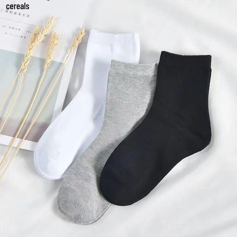 Zhuji Korean Style Unisex Ankle Socks - Seasonal, Sweat-Absorbent, Odor-Resistant, Low-Cut, Black/White/Grey Minimalist Design.