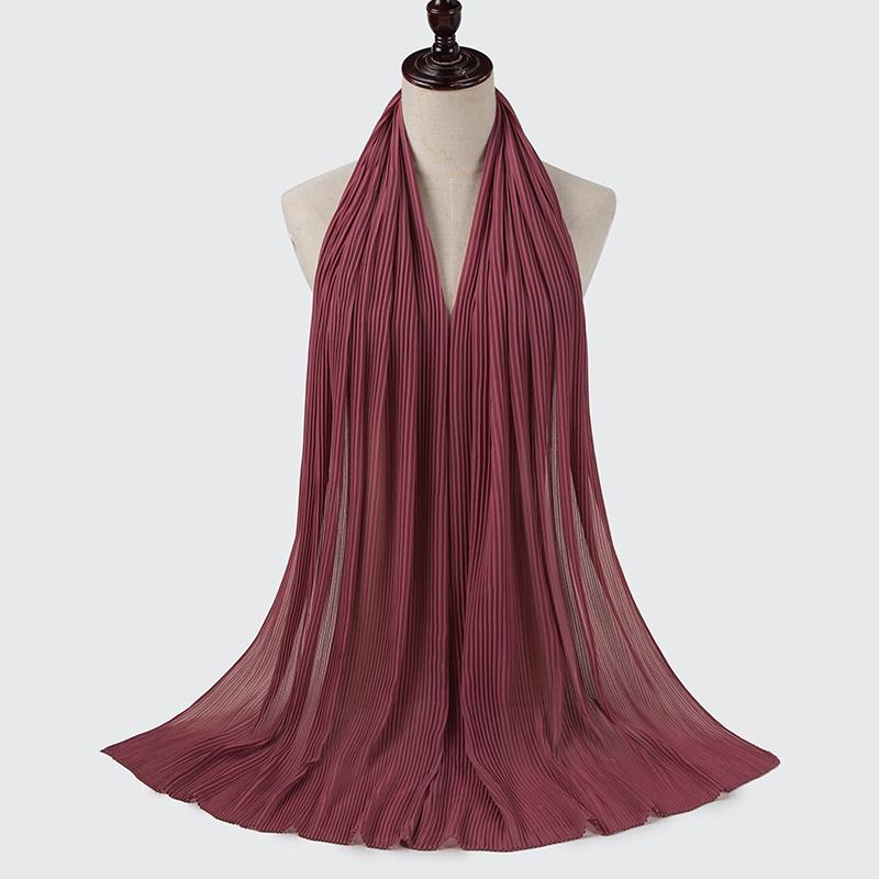 Muslim Pearl Chiffon High Quality Mini Pleated Chiffon Hijab Muslim Shawl For Women Hijab Scarf