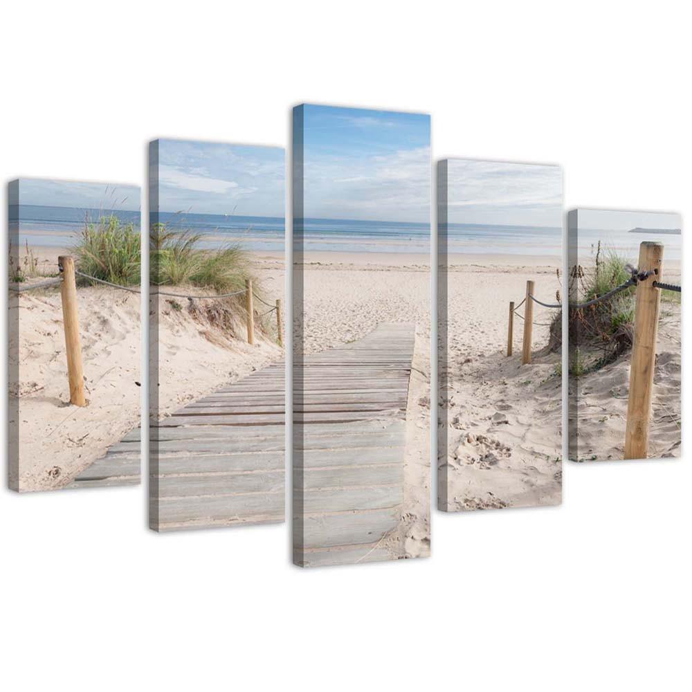 Obraz na plátně z pěti kusů Beach Sea