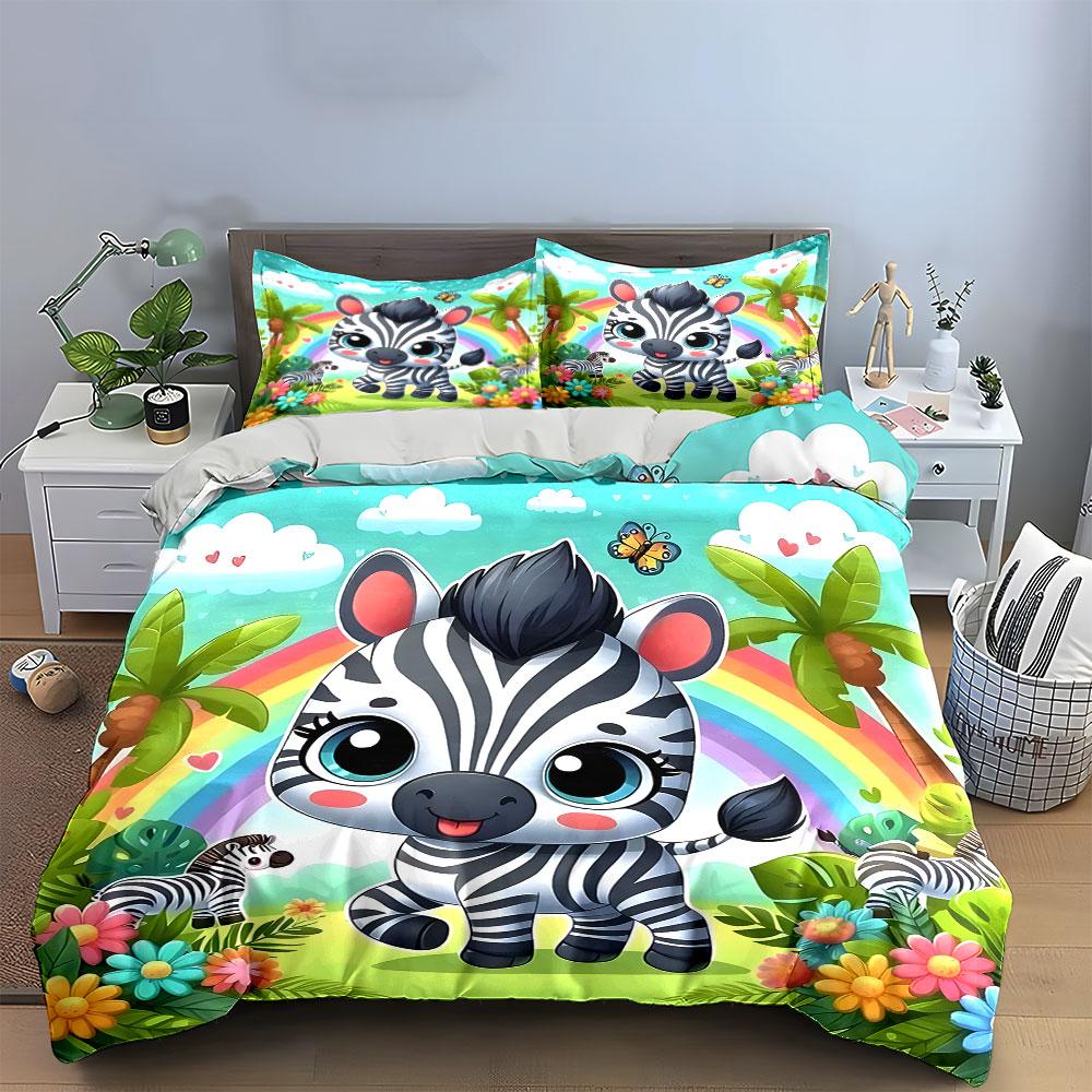 Whimsical Zebra Paradise. Bedding Sets Duvet Covers Pillowcases(1* Duvet Cover 2* Pillowcases Without Duvet Insert)