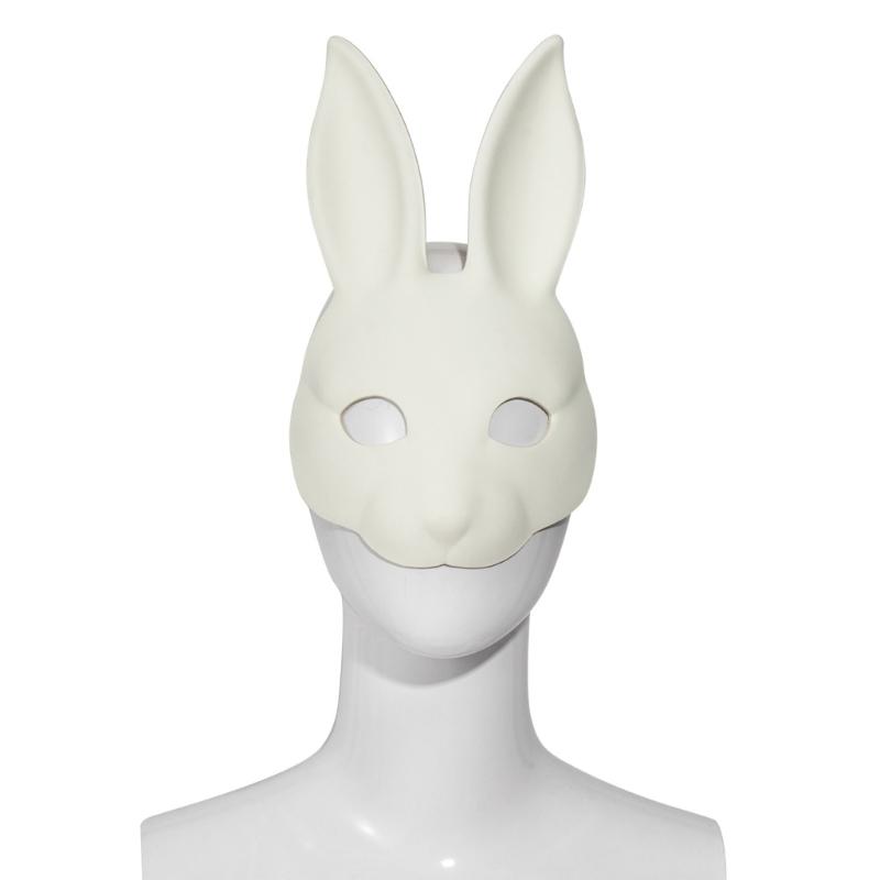 Premium White PU Rabbit Mask For Adults Teens Costume Parties Easter Halloween Carnivals Adjustable Comfortable Band