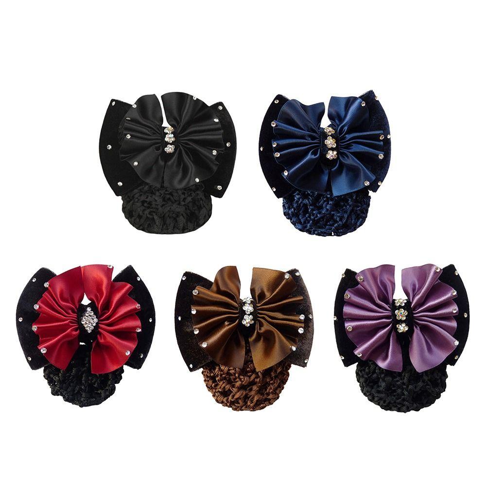 1Pcs Barrette Net Net Bun Hair Cover Bowknot Bun Crochet Net Durable Elastic Hairnet for Women