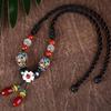 GEMCHIC Women's Ethnic Style Glass Flower Collarbone Necklace Handmade Braided Rope Choker Vintage Beaded Pendant Jewelry
