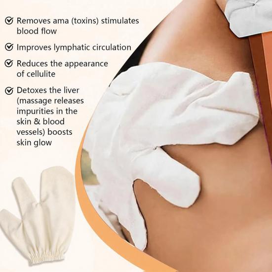 Garshana Rukavice Šedé Hedvábné Rukavice Ajurvédská Masáž Těla Exfoliační Rukavice pro Exfoliaci Koupelová Masáž Drhnutí