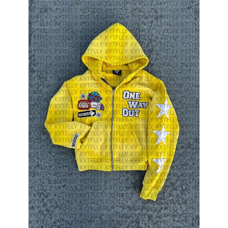 Casual Hooded Zip-Up Sweatshirt Teens Unisex Loose Fit Graphic Print Streetwear Fall