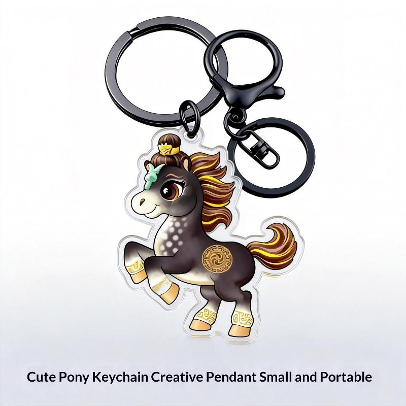 Cartoon Cute Horse Charm Keychain Bag Pendant Hanging Decoration Car Key Ring 2026 Horse Year Lucky Gift