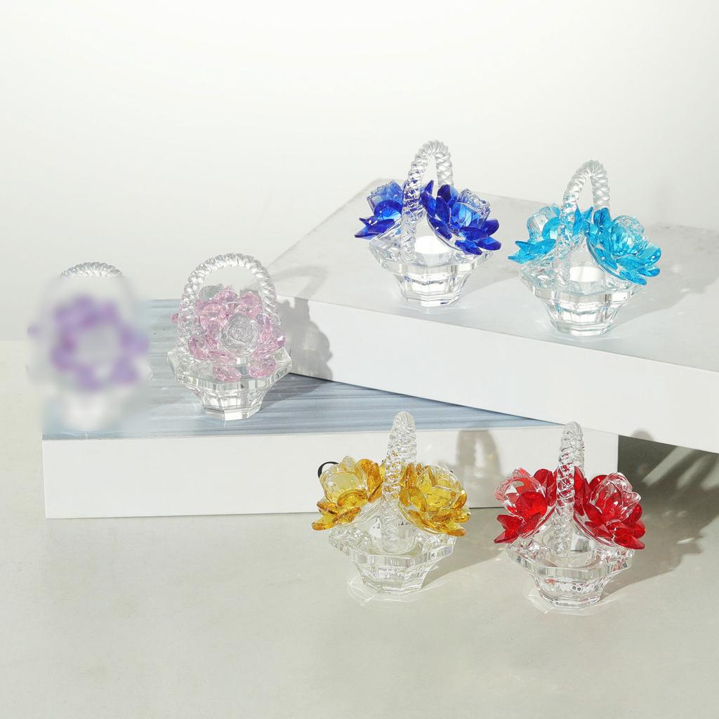 Coș Romantic cu Flori de Cristal cu Trandafiri Cadou pentru Ea de Ziua Îndrăgostiților și Zile de Naștere