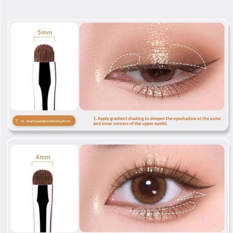 4/6Pcs Eye Detail Brushes Set Horse Hair Eyeshadow Brushes Undereye Smudge Brushes Soft Eyeliner Brush Perfect Eye Makeup Tools