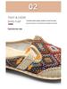 Women's Ethnic Flat Slippers - Summer Cotton Linen Embroidered Soft Sole Shoes
