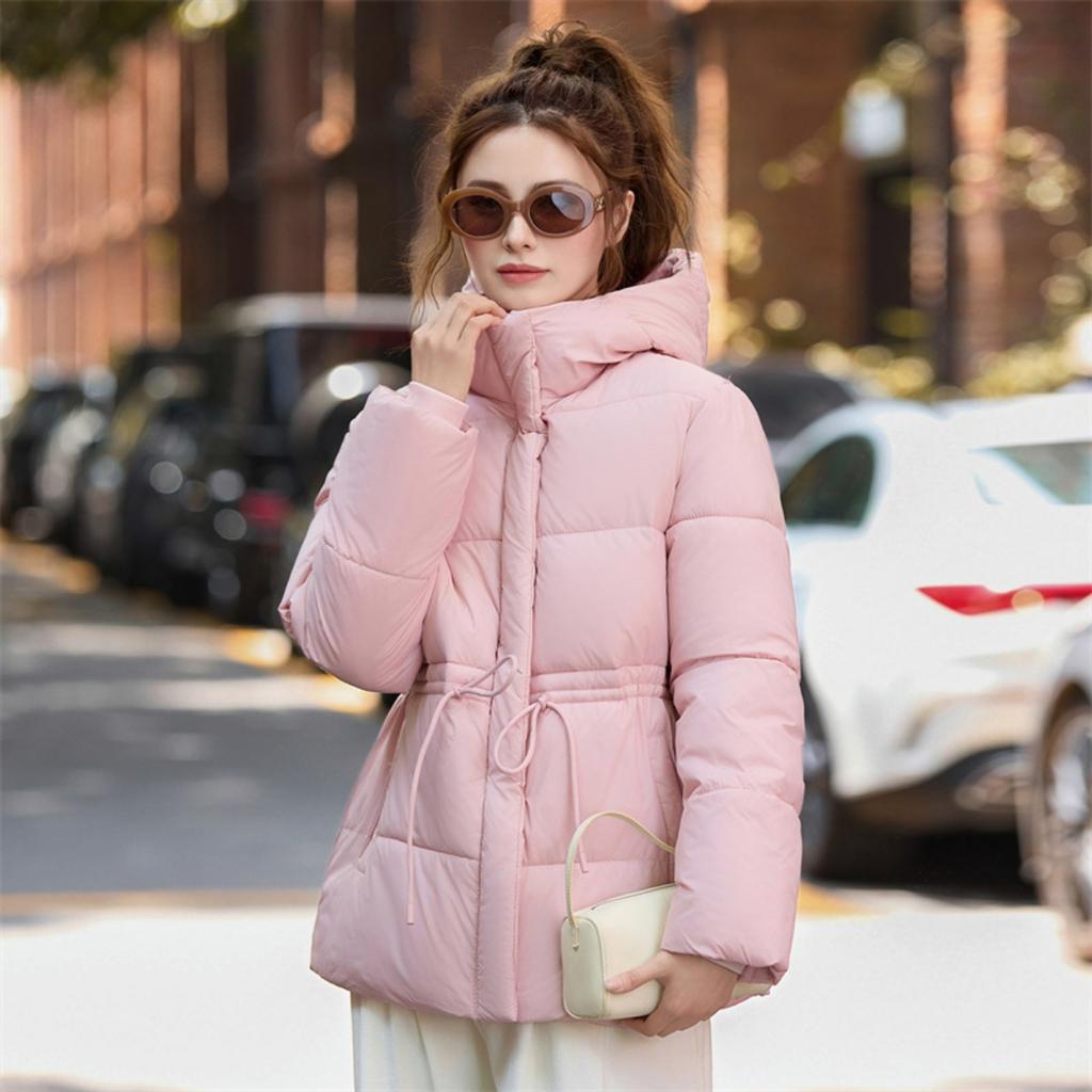 Winter Women's Waist Cinchable Loose Hooded Puffer Jacket, Fashion Casual Versatile Outerwear