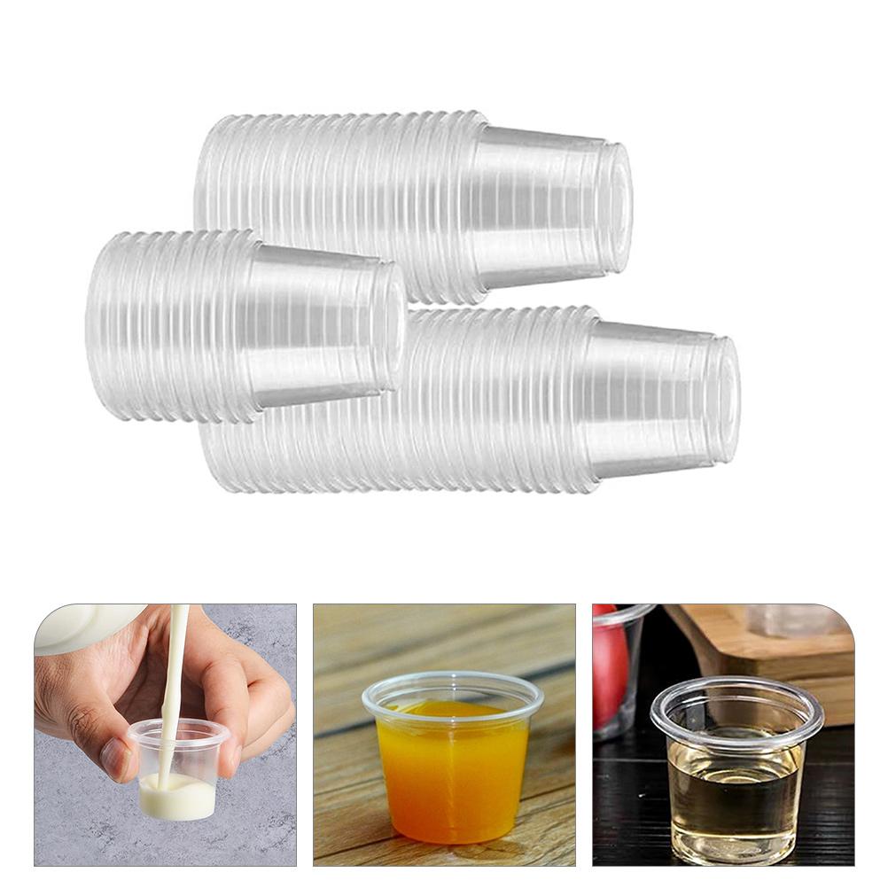 200 Pcs Tasting Cup Plastic Cups Pudding Reusable Glass Mug with Lid Disposable Coffee Hard for Container Small