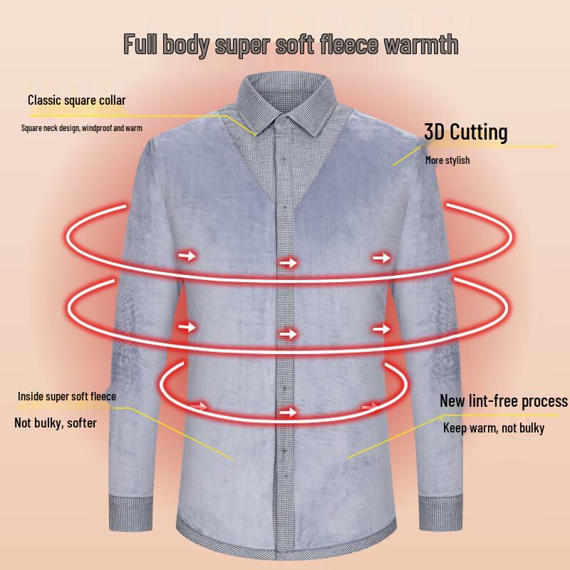 FIRS Men's Plush Lined Warm Business Casual Shirt