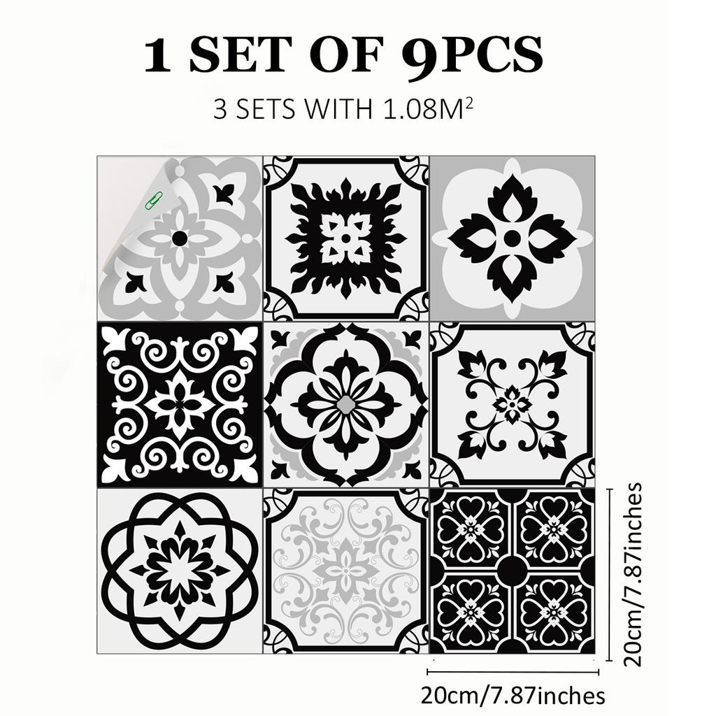 Mediterranean Wind Thickened Living Room Wear-Resistant Retro Pvc Floor Sticker Matte Floor Tile Self-Adhesive Bathroom Wall Sticker