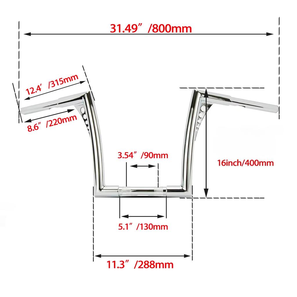 10" 12" 14" 16" 18" Ape Hanger Handlebar 25mm for Harley Sportster Dyna Softail Electra Glide Touring Motorcycle Rise Handlebars