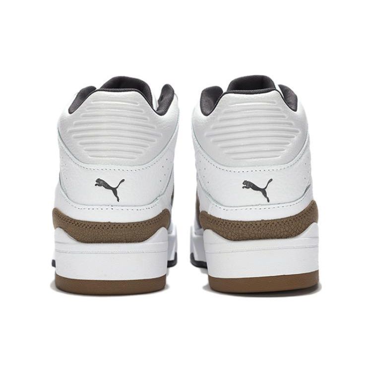 Puma Slipstream Cracked Leather Comfortable Versatile Trendy High-Top Lifestyle Casual Shoes Unisex Sneakers White Brown 393273-02