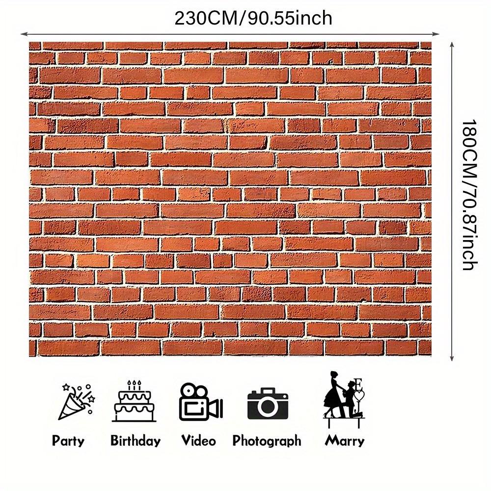 1pc Red Brick Wall Background - Cultural Old Red Brick Design, Suitable for Parties, Weddings, Birthdays, Durable Polyester
