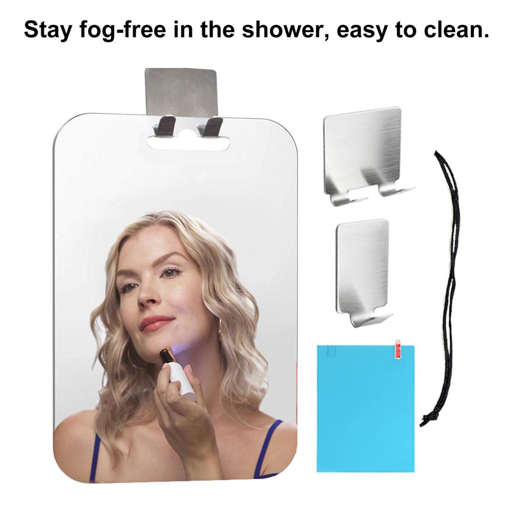 Shower Mirror for Shaving Fogless Bathroom Wall Hanging Mirror with Shaver Hooks Portable Fog Free Mirror for Daily &
