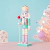 25cm Wooden Nutcracker Ornament Candy Series Soldier Statues Handcraft Doll Toy Home Office Decoration Statues Christmas Gift