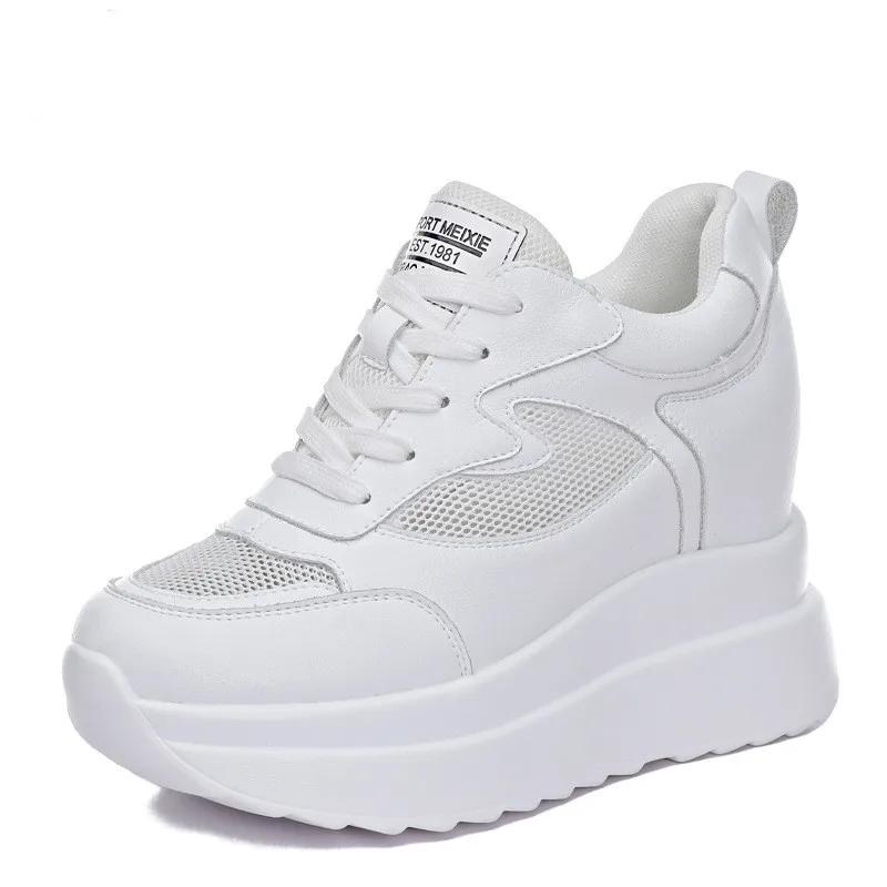 Increased 10CM Genuine Leather Sneakers Platform