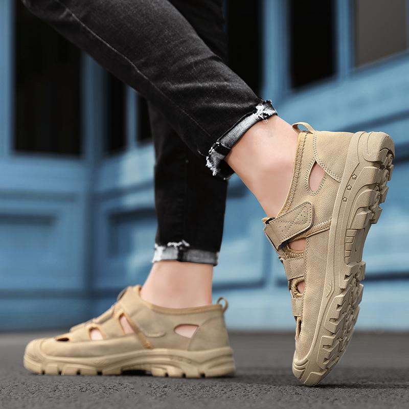 Men's Sneakers Breathable Mesh Sandals for Man Walking Shoes Summer Khaki Sports Sandals Men Outdoor Simple Color Comfortable