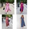 Euro Style Short Sleeve V Neck Printed Dress With High Waist For Summer Streetwear