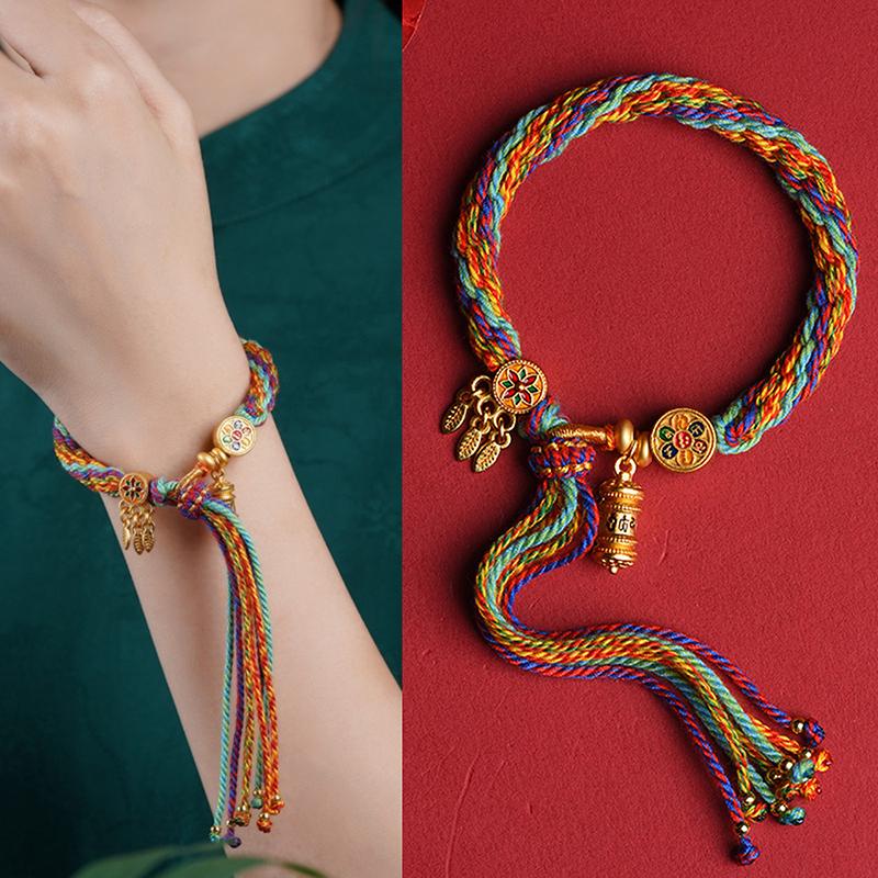 Vielseitiges handgewebtes Gebetsarmband für Damen Herren Mini tibetisch-buddhistisches Mantra Meditationsarmband Schmuckaccessoires Geschenke