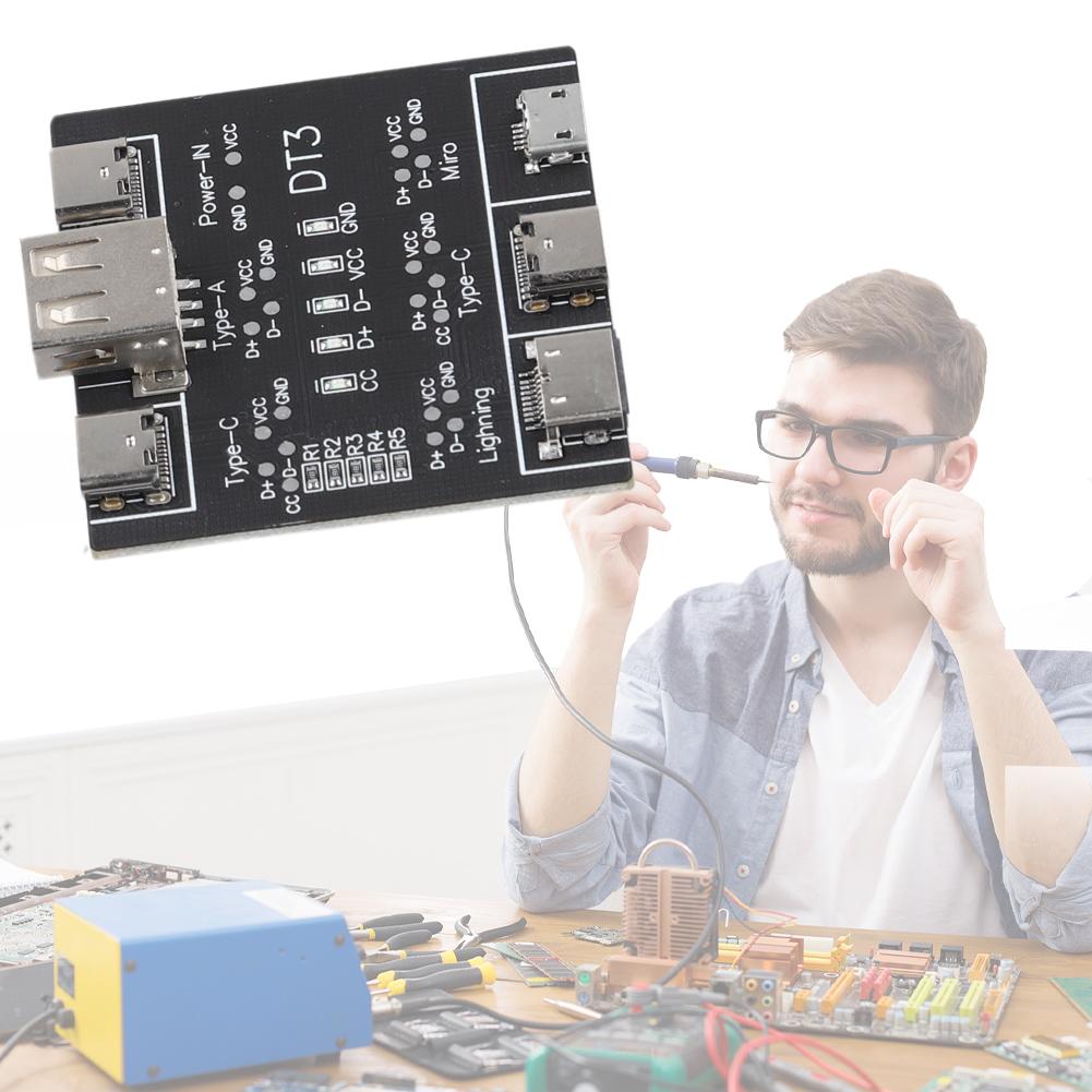 DT3 Datenkabel-Testplatine Typ-C USB C Micro USB-Kabeltester USB Typ-C Datumskabel Ein-Aus-Erkennungsplatine für iOS Android