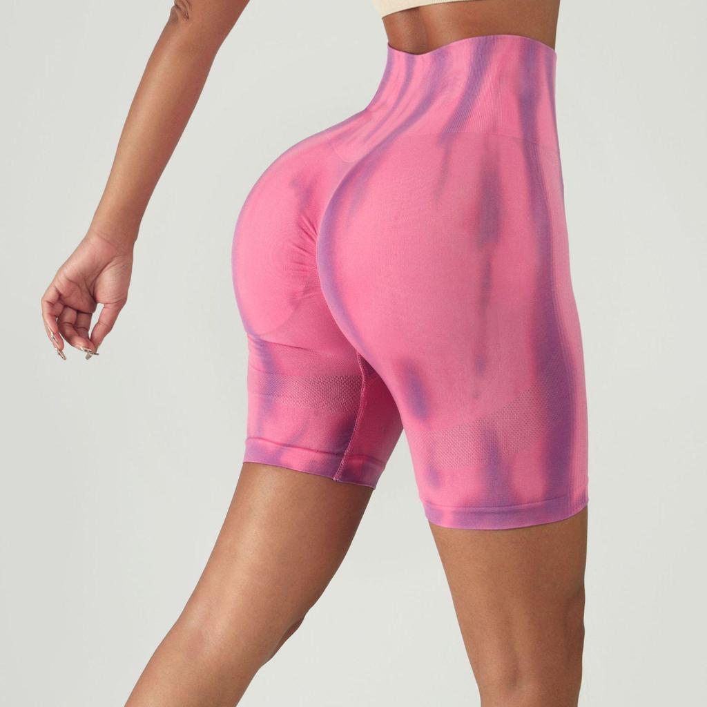 Women's Colorful Aurora Honey Butt Lifting Yoga Shorts - Quick-drying Gradient Fitness Three-quarter Sports Pants