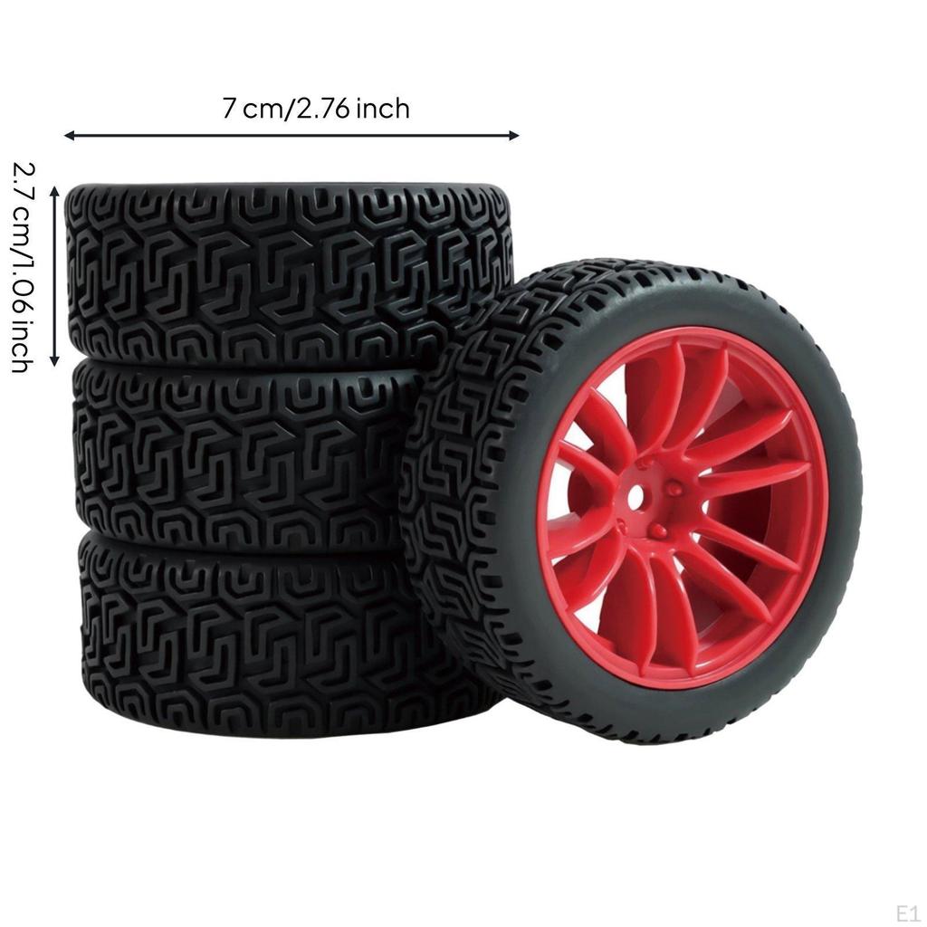 Maze Pattern Tire High Traction 1/10 Scale Rally Car Wheel Set Rubber Tires for Track