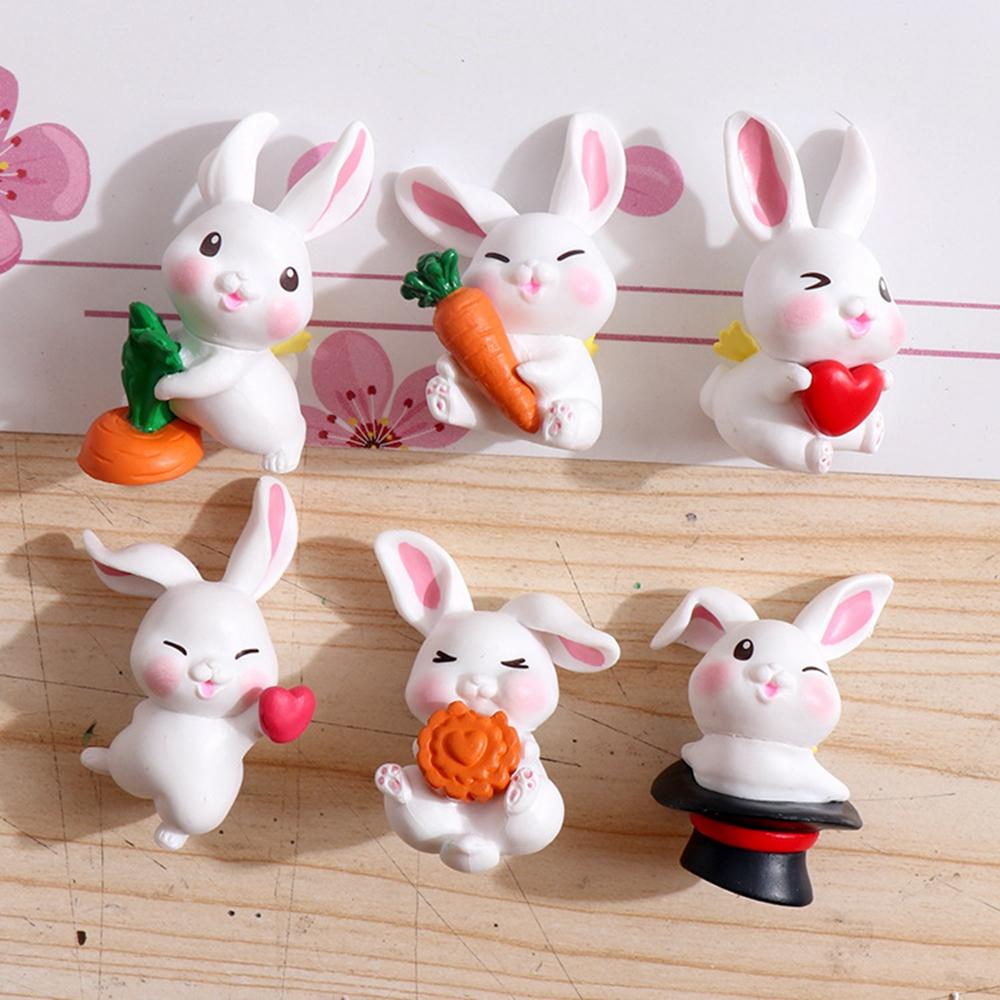 Craft 6PCS/SET Cartoon Model DIY Cute Rabbit Figurine Home Decor Miniatures Micro Landscape