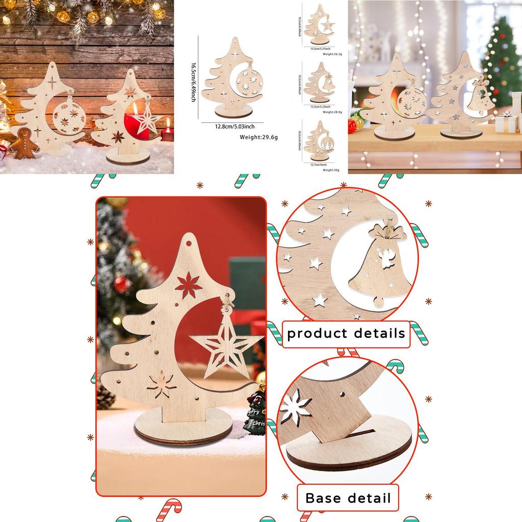 Elegant Diy Christmas Ornaments Festive Wooden Tree Pendant For Holiday Table Display
