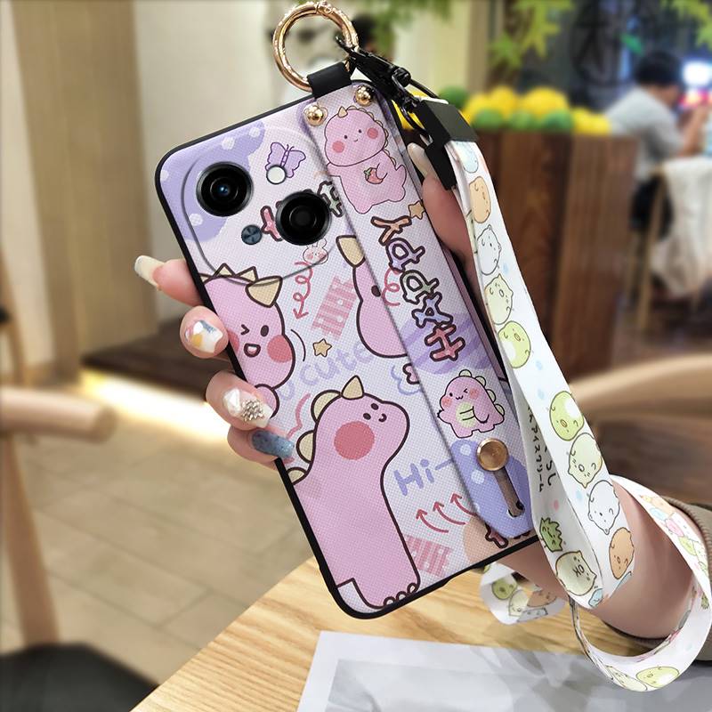 Silicone Ring Phone Case For Tecno POP9 4G/Spark GO 1/KL4 Cute Kickstand Wristband Soft case Waterproof Wrist Strap