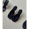 French Bow Open-toed High-heeled Sandals Women's 2025 Spring and Summer New Summer Wear Small Sandals One-word Slippers Half-drag