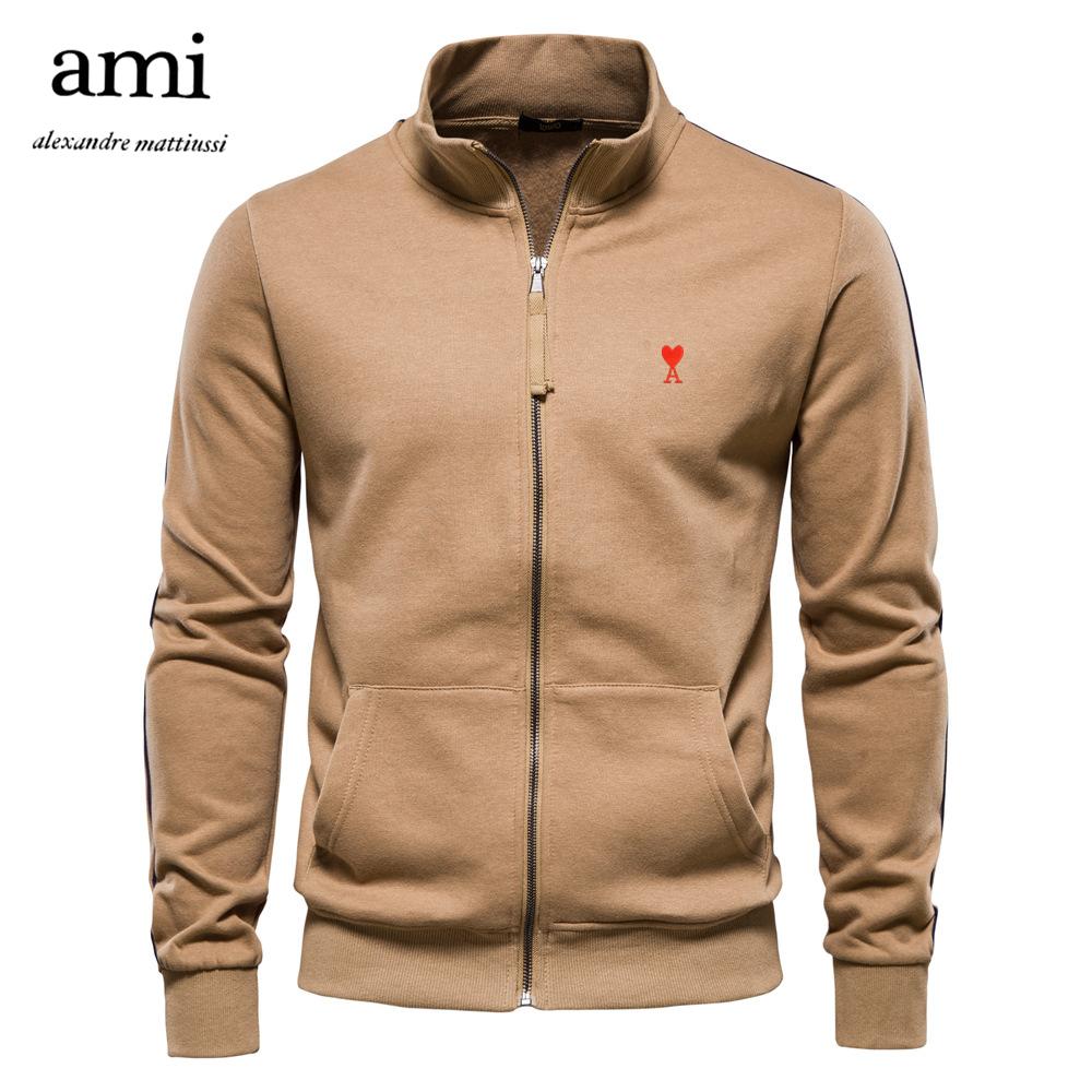 AMI 2025 Embroidered Autumn and Winter New Men s Long Sleeved Hooded Sweatshirt Trend Versatile Fleece Warm Sweatshirt XXL