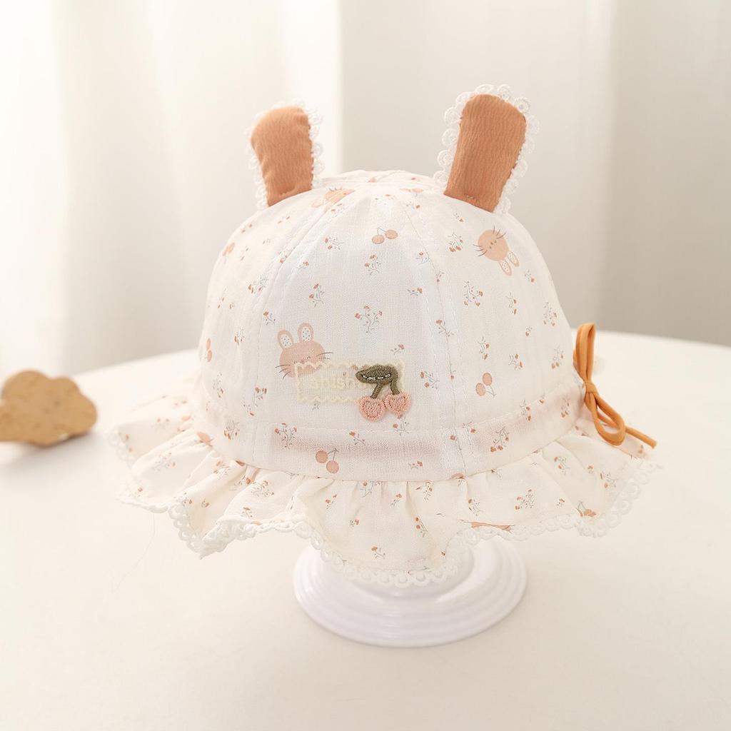 Baby Girls' Sun Protection Bow Bucket Hat - Spring/Summer Elastic Fisherman Style