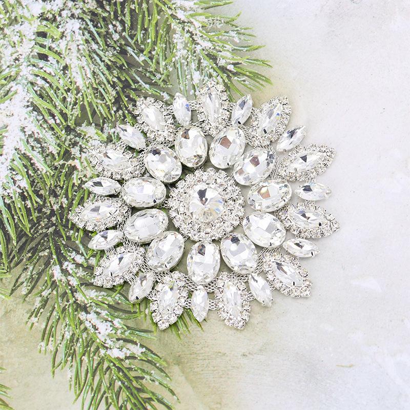 5pcs Rhinestone 11CM Sunflower Shape Crystal Diamond Bags Hat Accessories DIY Craft Wedding Gift Rhinestone Decoration