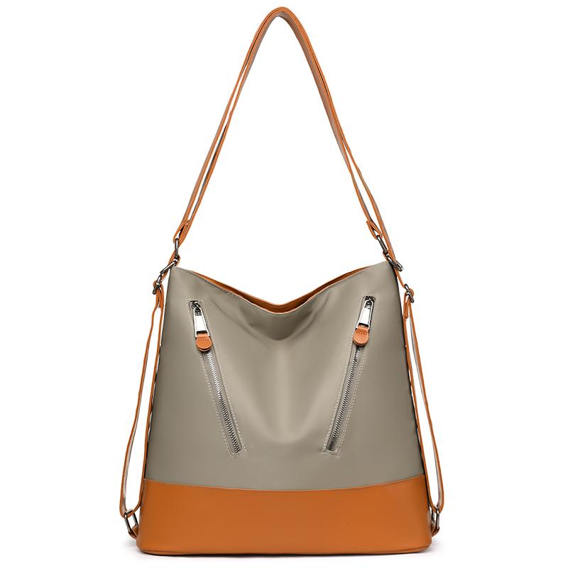 Women's Fashion Shoulder Bag with Dual Zip Pockets – Color Block Tote for Daily Use, Work, and Casual Outings