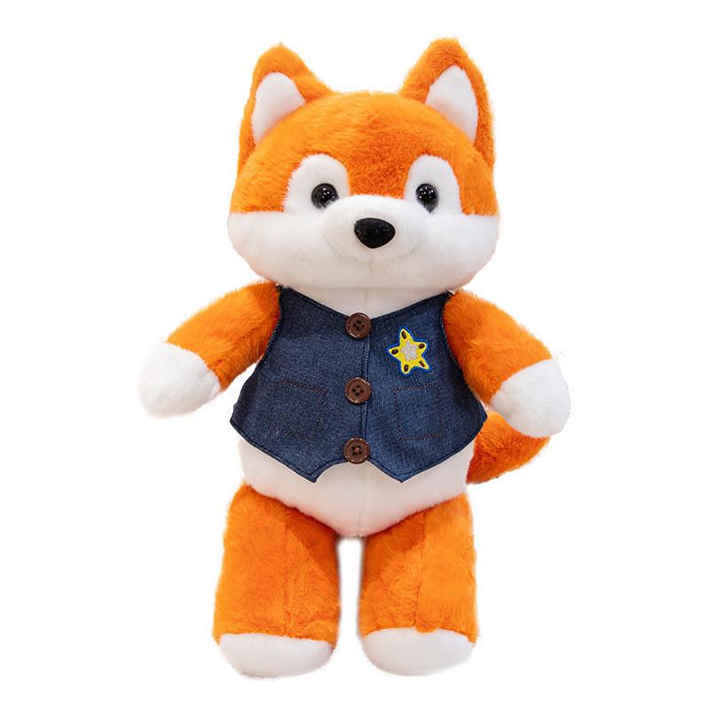 Vest Blue Fox Plush Toy Animal Stuffed Doll Cartoon Room Decoration Gift Kids
