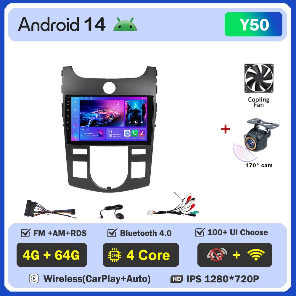 For KIA Forte Cerato 2 Porte Koup 2008-2014  Carplay Auto Screen Wireless Android Auto Car Intelligent Systems AutoMotive 8 Core