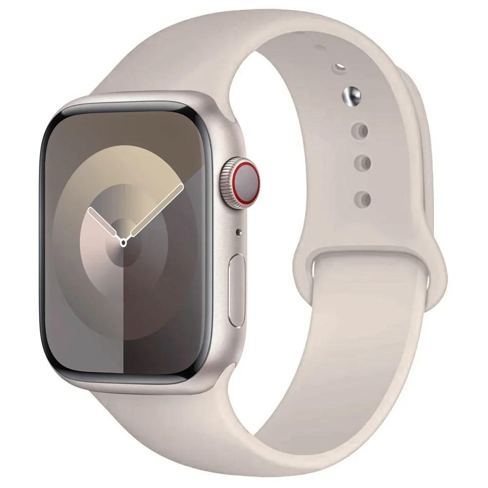Silicone Strap For Apple Watch band 45mm 44mm 41mm 42mm 40mm 49mm 38mm correa bracelet iWatch series 9 8 5 4 3 8 6 SE 7 Ultra 2