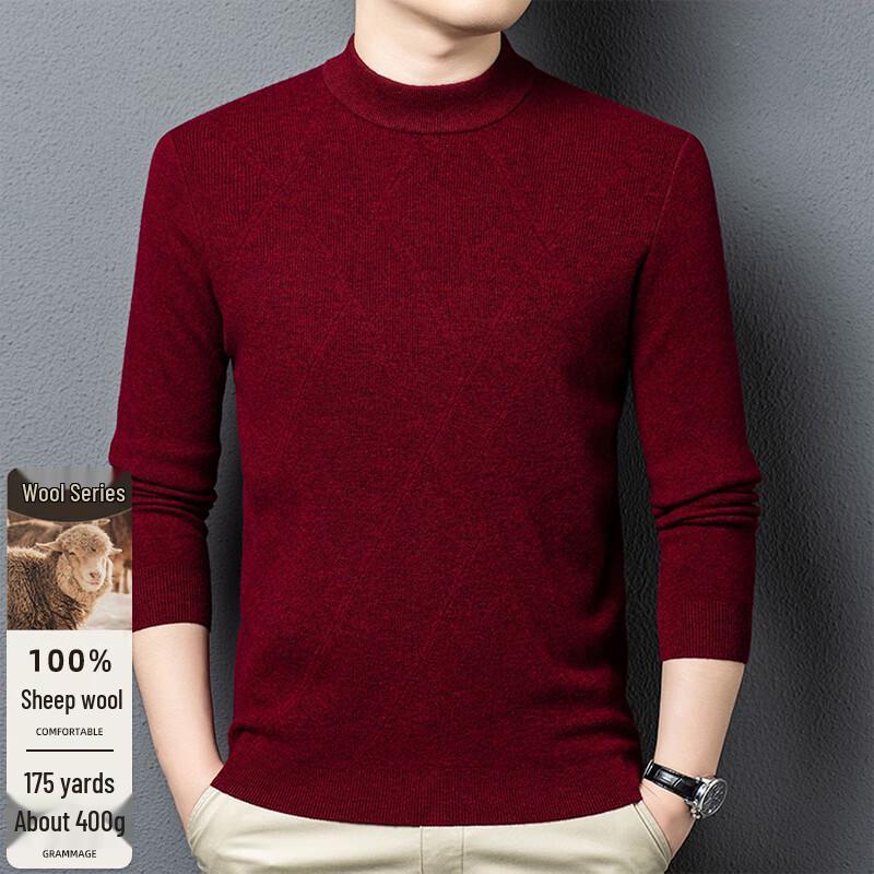 

FENGXUN Men s 100% Pure Wool Round Neck Sweater FXT6510 L /175
