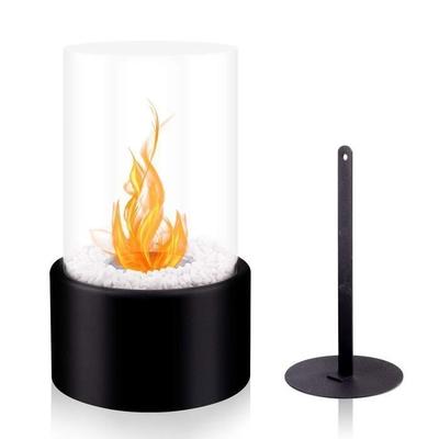 Tabletop Fireplace - CELLUSTOP - QEW9P - Cylindrical Glass - Portable - Black