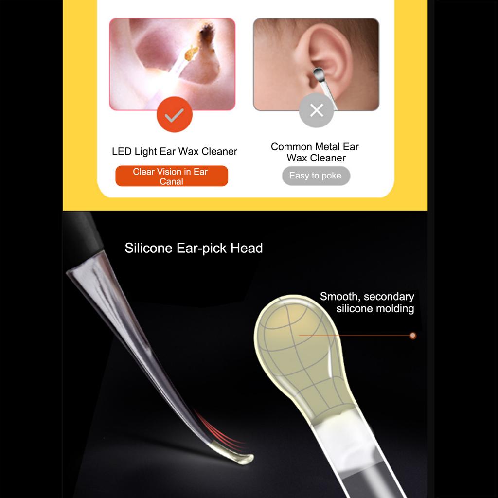 Baby Ear Wax Cleaner LED Light Ear Cleaning Earpick Earwax Remover Luminous Ear Curette Light Spoon Health Care Tool For Adults & Kids