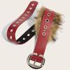 Metal Buckle Leather Fur Belt Wide Y2K Waistband Personality Punk Style Belt  Dress Decoration